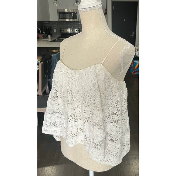 Free People Sydney Lace Ivory Tube Top Boho Festival Babydoll Hippie sz Med $128 - Picture 15 of 16